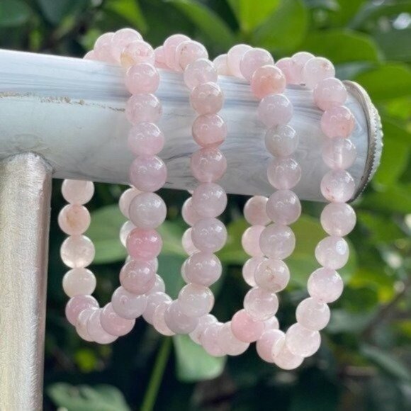 8mm Pink Quartz Chakra Stretch Bracelet - Picture 2 of 9